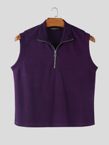 Men's Solid Color Textured High Neck Tank SKUL54042