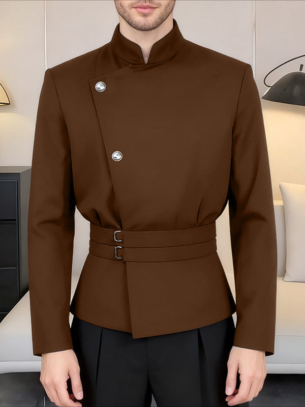 Men's New Chinese Style Stand Collar Long Sleeve Blazer SKUL38920