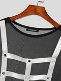 Mens Contrast Ribbon Cutout Deconstruction T-Shirt SKUK15889