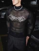 Men's Dark Style Print Sheer Long Sleeve T-shirt SKUL50521