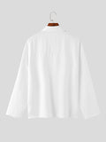 Mens Solid Lapel Casual Long Sleeve Shirt SKUK46297