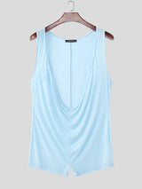 Men's Solid Color Knit Draped Neck Boxer Bodysuit SKUL57719