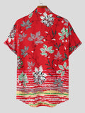 Mens Ethnic Floral Print Curved Hem Shirt SKUK13176