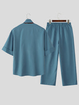 Men's Solid Color Striped Scarf Two Pieces Outfit SKUL30507