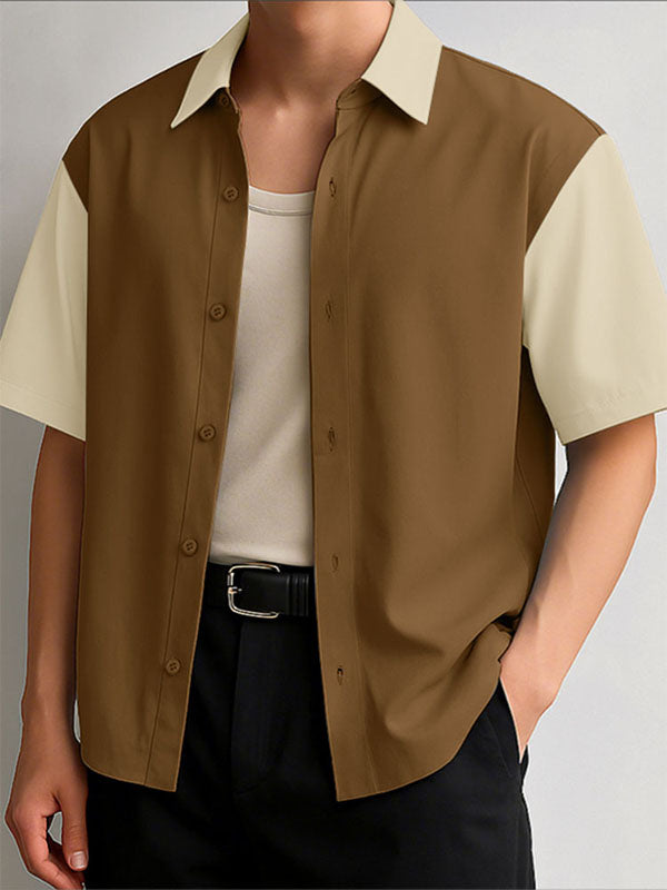 Mens Colorblock Casual Short Sleeve Shirt SKUL17431