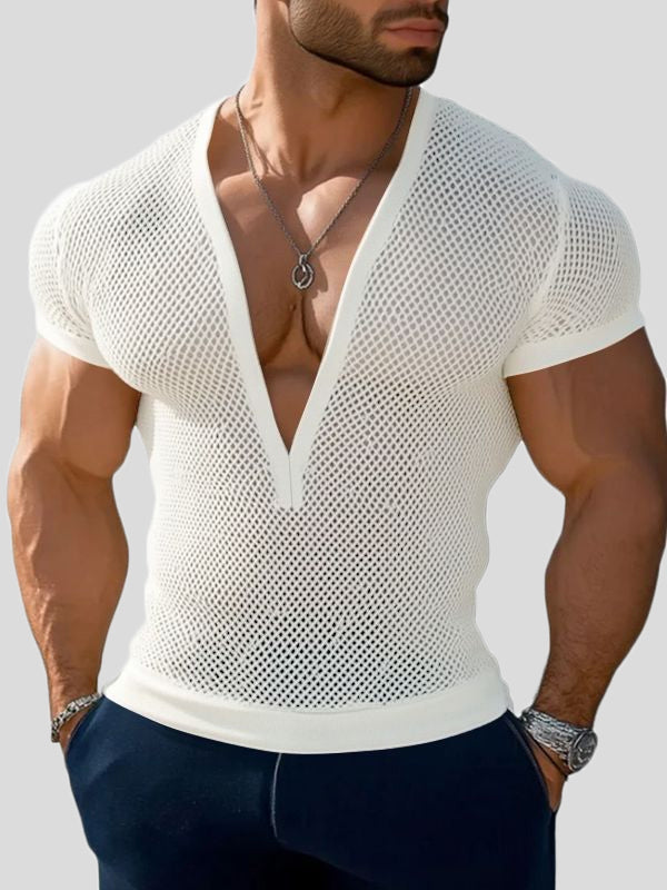 Men's Sheer Mesh Short Sleeve T-shirt SKUL47995