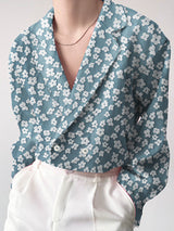 Men's Jacquard Texture Double Breasted Long Sleeve Blazer SKUL25809