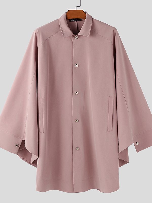 Men's Solid Color Deconstructed Loose Fit Shirt SKUL47668