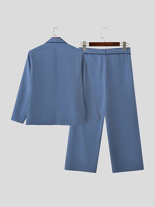 Men's Colorblock Piped Cropped Casual Two Pieces Outfit SKUL23726