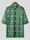 Mens Windowpane Pattern Lace Short Sleeve Shirt SKUK14224