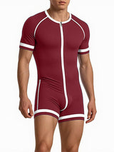 Men's Stripe Colorblock Short Sleeve Bodysuit SKUL21306