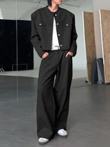 Men's Solid Color Casual Two Pieces Outfit SKUL36394