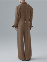 Men's Solid Color Casual Two Pieces Outfit SKUL37894