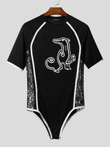 Men's Fun Print Lace Patchwork Bodysuit SKUL21288