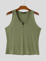 Men's Clean Casual Ribbed Knit Notch Neck Tank SKUL78135
