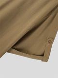 Mens Solid Lapel Roll Up Sleeve Shirt SKUK08719