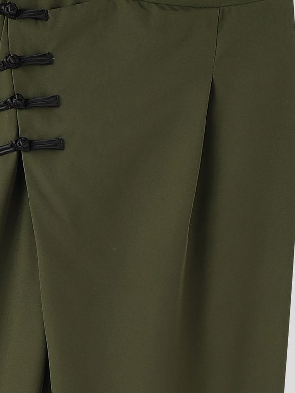 Men's Solid Color Frog Button Pant SKUL58740