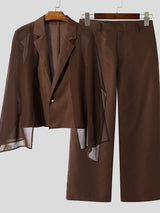 Men's Chiffon Sheer Patchwork Two Pieces Outfit SKUL36607