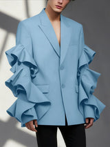 Men's Deconstructed Ruffle Patchwork Casual Blazer SKUL40180