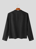 Mens Weave Texture Metal Button Collarless Jacket SKUK30920