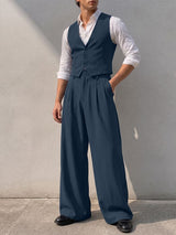 Men's Old Money Vintage Tailored Waistcoat Two Pieces Outfit SKUL75527