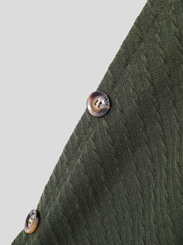 Mens Cable Knit Button Design Irregular Cloak SKUK28592