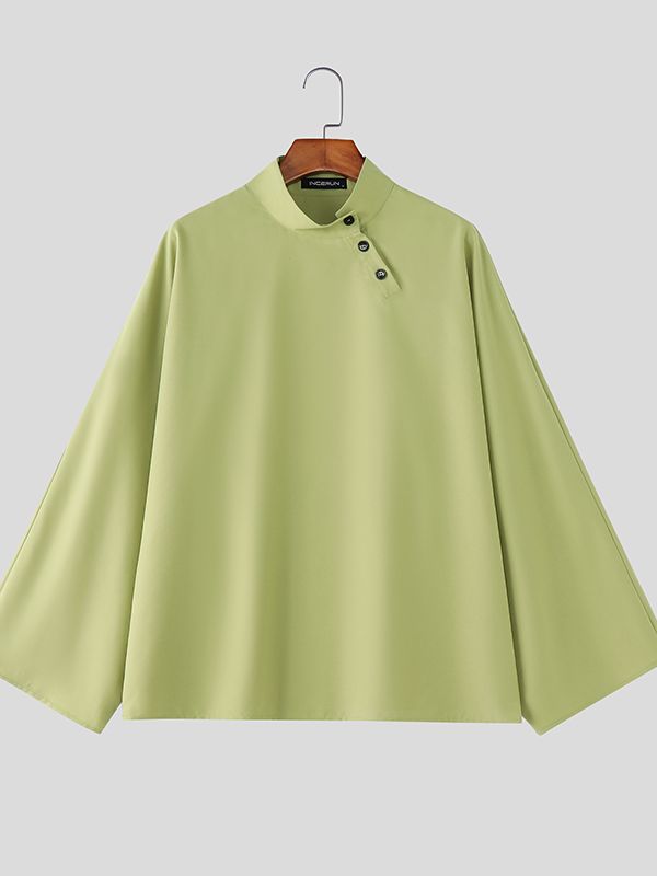 Men's Neck Button Design Long Sleeve Shirt SKUL51821