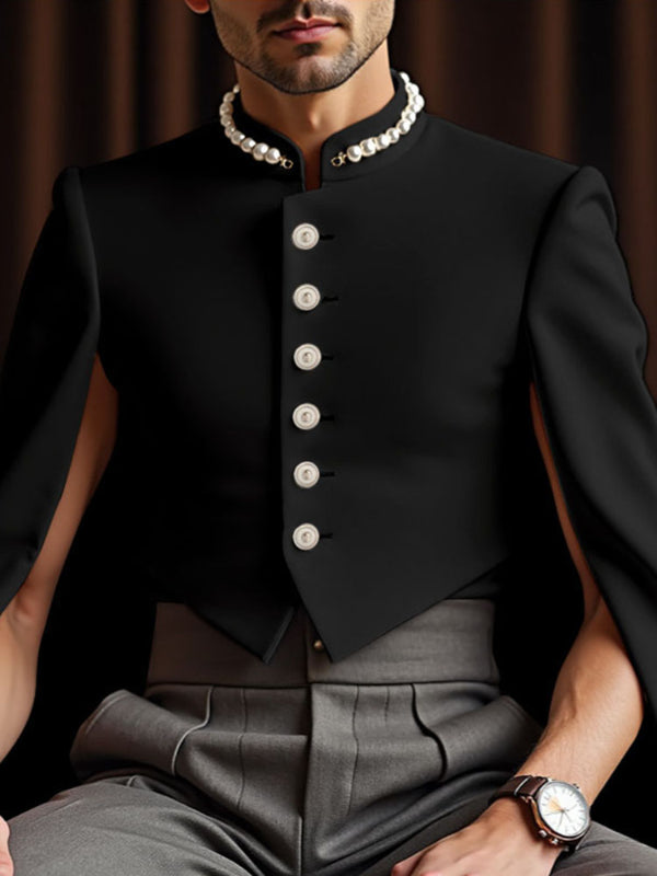 Men's Solid Color Split Long Sleeve Jacket SKUL29618