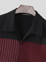 Men's Stripe Contrast Color Long Sleeve Shirt SKUL43708