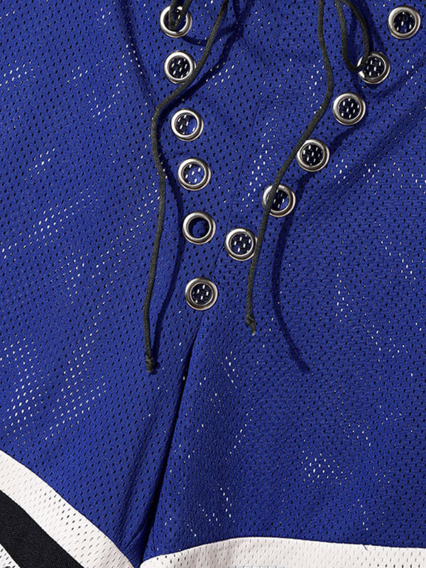 Men's Solid Color Metal Eyelet Casual Shorts SKUL15176