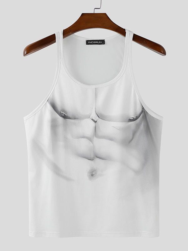 Men's 3D Faux Muscle Casual Tank SKUL19732