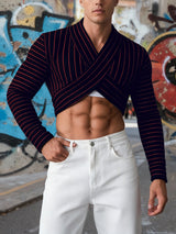 Men's Cross Design Stripe Long Sleeve T-shirt SKUL45182