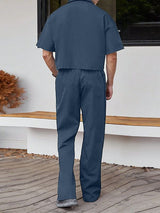Men's Solid Color Casual Two Pieces Outfit SKUL36331