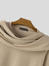 Men's Solid Color Textured Drape Neck Long Sleeve Sweater SKUL45168