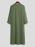Mens Solid Half Button Cotton Muslim Robe SKUK27386