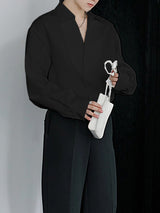 Men's Solid V Neck Long Sleeve Shirt SKUL30770