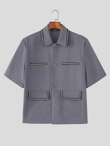 Men's Double Pocket Casual Short Sleeve Shirt SKUL22819