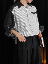 Men's Striped Color Block Long Sleeve Shirt SKUL36466
