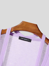 Men's Ribbon Patchwork Padded Shoulder Long Sleeve T-shirt SKUL42447