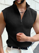 Men's Sheer Mesh Hollow Out Zip Up Tank SKUL56665