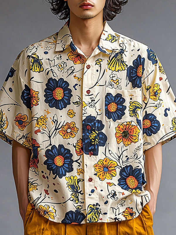 Mens Colorful Floral Print Short Sleeve Shirt SKUL17004