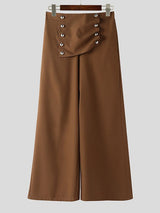 Men's Solid Color Double Breasted Wide Leg Pant SKUL46010