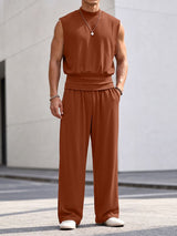 Men's Minimalist High Street Mock Neck Two Pieces Outfit SKUL79737