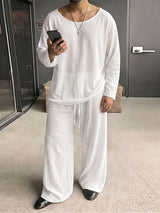 Men's Resort Loungewear Sheer Fine-Knit Oversized Two Pieces Outfit SKUL73699