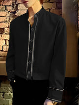 Men's Casual Contrast Color Long Sleeve Shirt SKUL45330