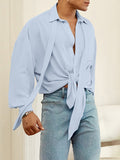Mens Solid Lapel Long Sleeve Casual Shirt SKUK22893