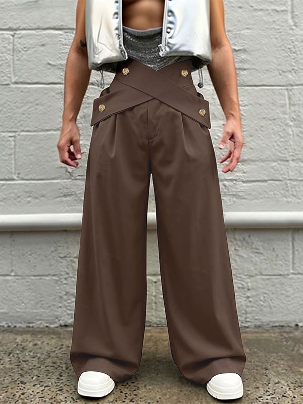 Men's Y2K Avant-Garde Criss-Cross High-Waisted Wide-Leg Pant SKUL75511