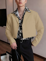Men's Solid Color Cropped Casual Long Sleeve Blazer SKUL36631
