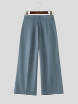 Men's Solid Color Asymmetric Placket Button Casual Pant SKUL60109