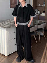 Men's Plaid Lapel Casual Two Pieces Outfit SKUL30290